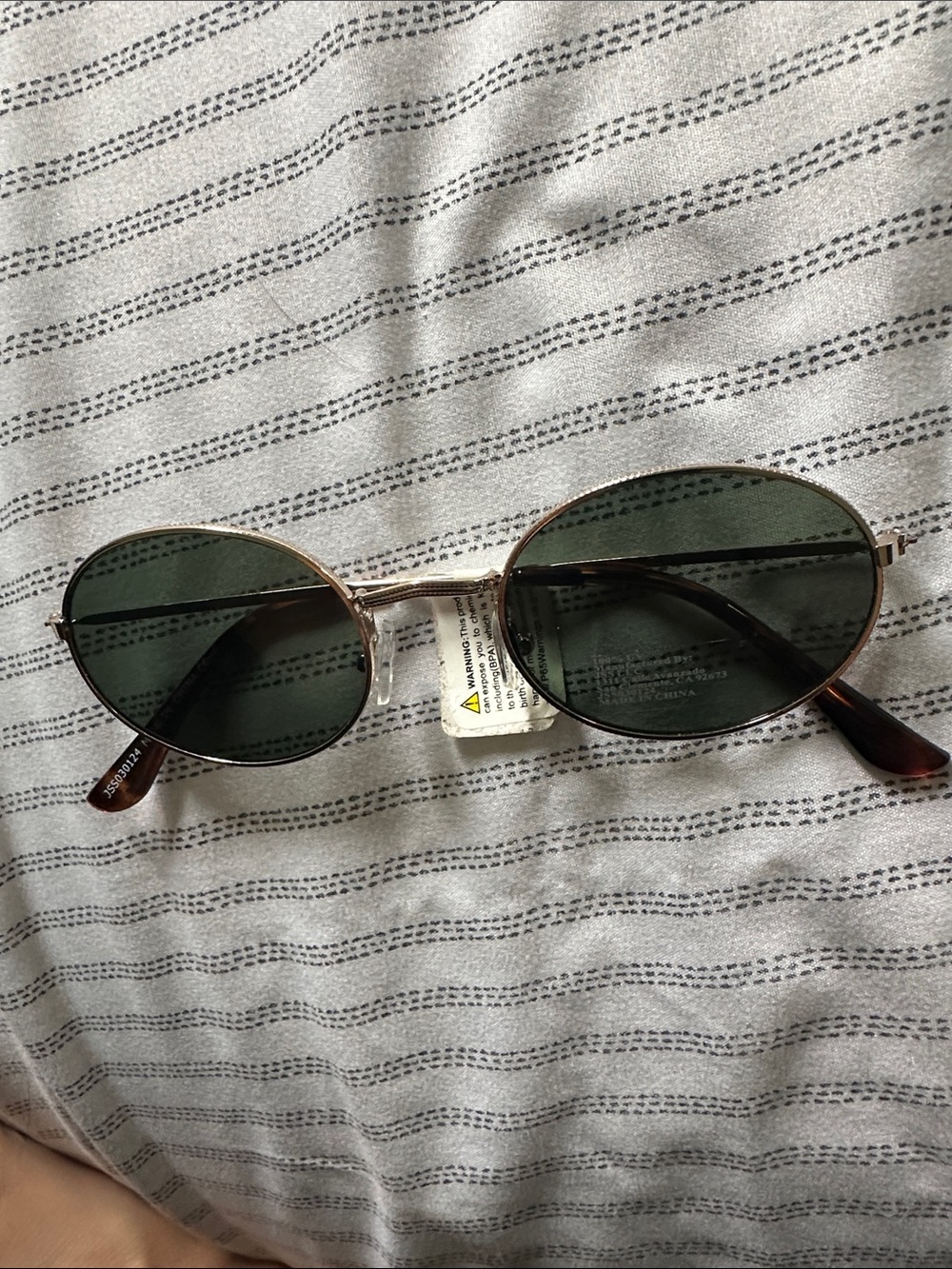 Men's Oval Metal Frame Sunglasses - Green Lenses